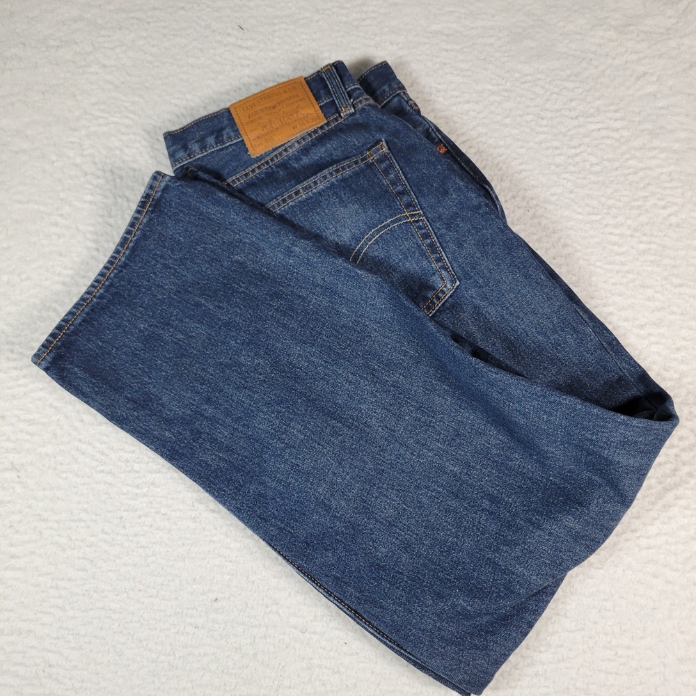 Levi's 502 Regular Taper Jeans Mens 36x32 Dark Wash Blue Straight Leg Denim